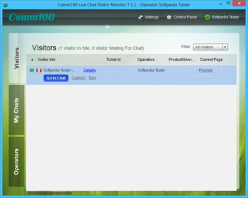 Comm100 Live Chat Visitor Monitor screenshot