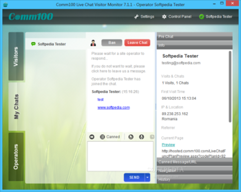 Comm100 Live Chat Visitor Monitor screenshot 2
