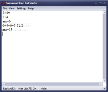 Command Line Calculator screenshot