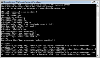 Command Line E-mailer screenshot