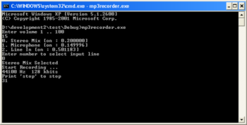 Command line Mp3 recorder screenshot