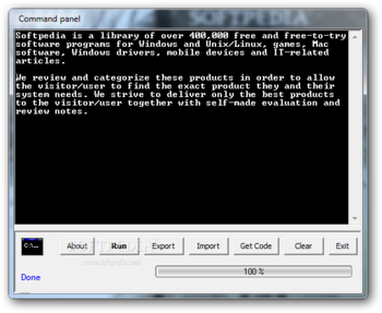 Command panel screenshot