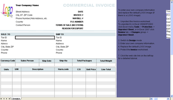 Commercial Invoice Template screenshot