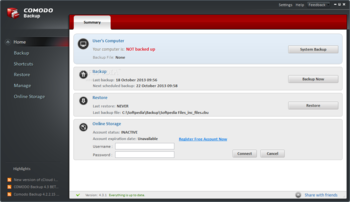 Comodo BackUp screenshot