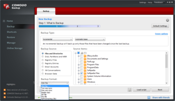 Comodo BackUp screenshot 2