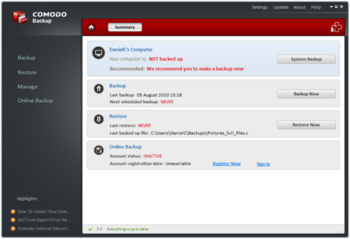 Comodo Backup screenshot