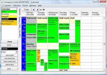 Company's Calendar screenshot