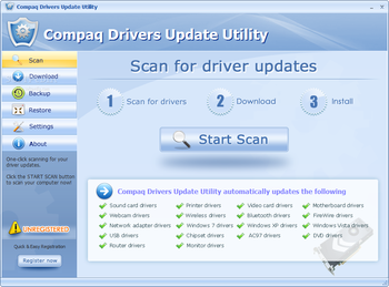 Compaq Drivers Update Utility screenshot