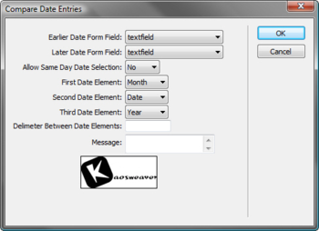 Compare Date Entries for Dreamweaver screenshot 2