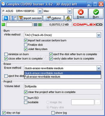 CompleX CD / DVD burner screenshot 3