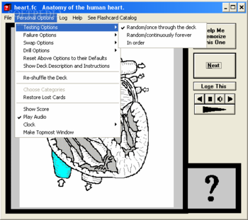 Computer Flashcards of the anatomy of the human heart screenshot 2