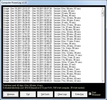 Computer Power Log screenshot