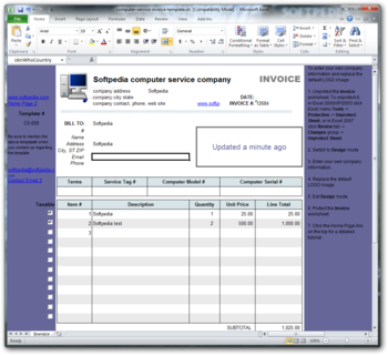 Computer Service Invoice Template screenshot