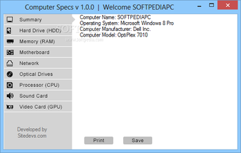 Computer Specs screenshot