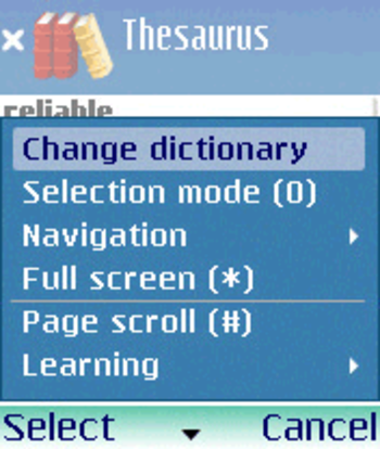 Concise and Thesaurus S60 screenshot 2