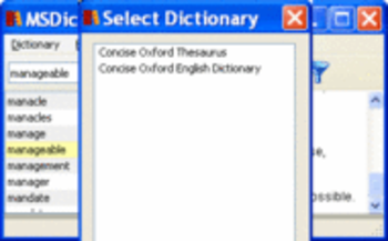 Concise Oxford English and Thesaurus Win screenshot