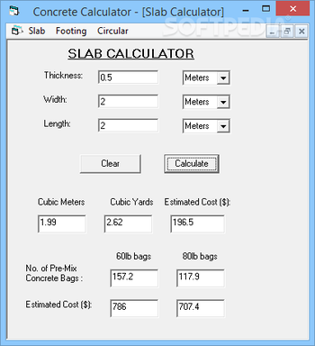 Concrete Calculator screenshot
