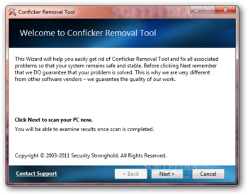 Conficker Removal Tool screenshot