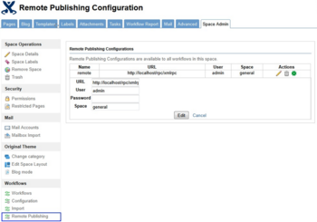 Confluence Remote Publishing Plugin screenshot