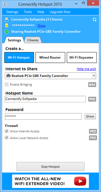 Connectify Hotspot screenshot