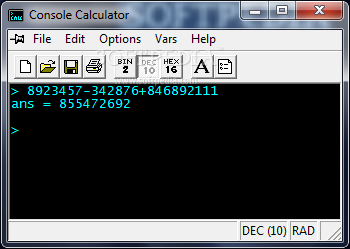 Console Calculator screenshot