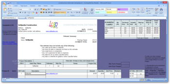Construction Estimate Template screenshot