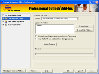 Contacts Sort Order for Outlook 2010  screenshot