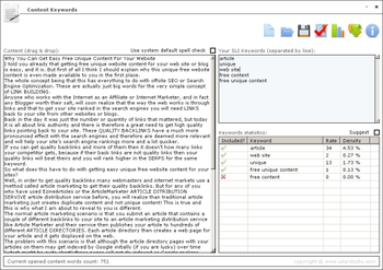 Content Keywords screenshot