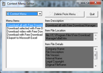 Context Menu Editor screenshot