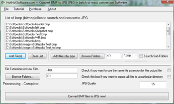 Convert BMP to JPG JPEG in batch or mass conversion screenshot