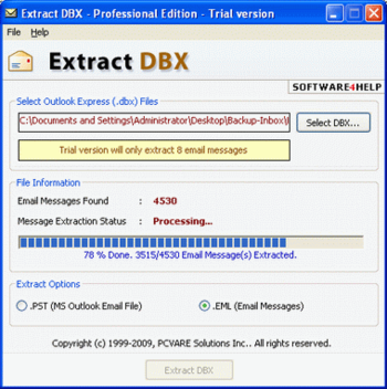 Convert DBX to PST screenshot