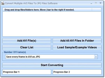 Convert Multiple AVI Files To JPG Files Software screenshot