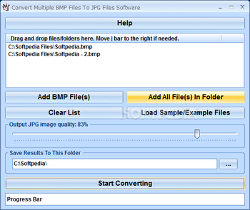 Convert Multiple BMP Files To JPG Files Software screenshot