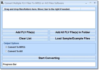 Convert Multiple FLV Files To MPEG or AVI Files Software screenshot