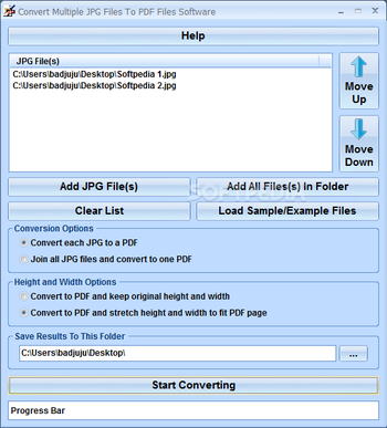 Convert Multiple JPG Files To PDF Files Software screenshot