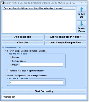 Convert Multiple Line File To Single Line or Single Line To Multiple Line Software screenshot