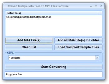 Convert Multiple M4A Files To MP3 Files Software screenshot