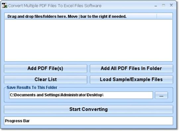 Convert Multiple PDF Files To Excel Files Software screenshot