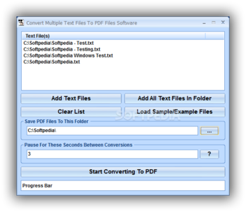 Convert Multiple Text Files To PDF Files Software screenshot