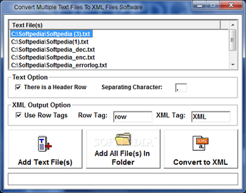 Convert Multiple Text Files To XML Files Software screenshot