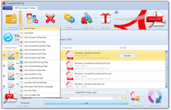 Convert to PDF screenshot