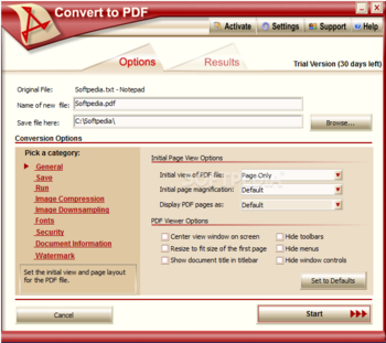 Convert to PDF screenshot