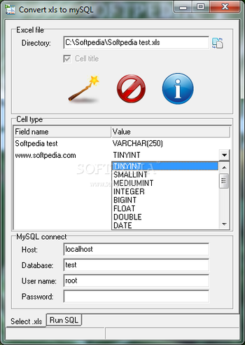 Convert xls to mySQL screenshot