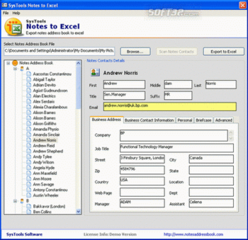 Converts Notes Contacts to Excel screenshot 3