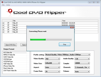 Cool DVD to AVI MPEG WMV MP4 Ripper screenshot
