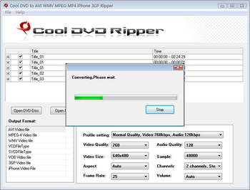 Cool DVD to AVI WMV MPEG MP4 Ripper screenshot
