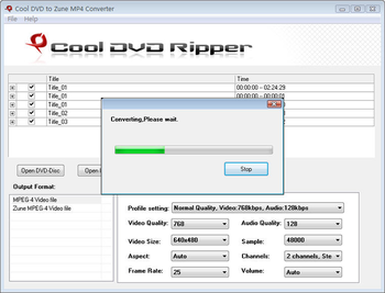 Cool DVD to Zune MP4 Converter screenshot 2