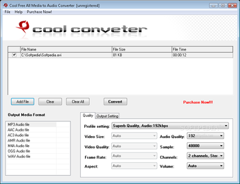 Cool Free All Media to Audio Converter screenshot