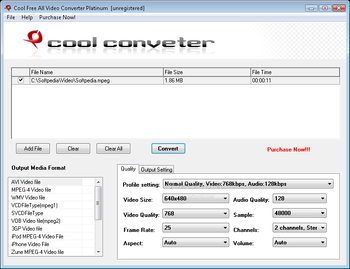 Cool Free All Video Converter Platinum screenshot