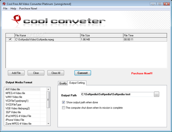 Cool Free All Video Converter Platinum screenshot 2